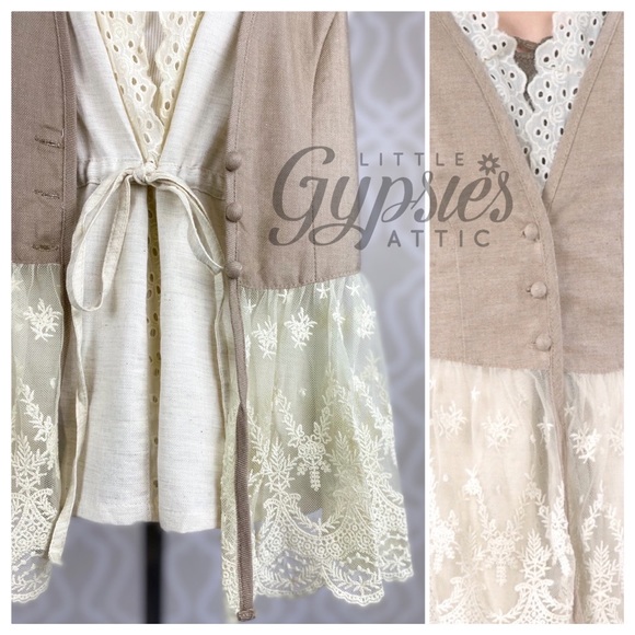 A’reve Peplum Lace Layered Tunic Vest Style Top - Picture 10 of 14